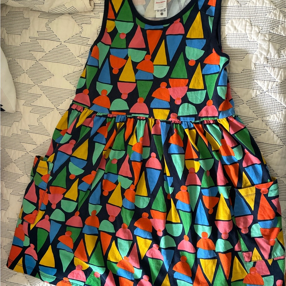 Hanna Andersson Colorful Geometric Kids Dress Ice Cream Pattern with Pockets